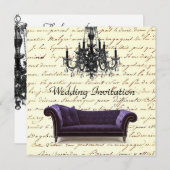 Vintage Skripte Paris Kronleuchter Hochzeit Einladung (Vorne/Hinten)