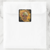 Vintage Skull-Malerei von Van Gogh Quadratischer Aufkleber (Tasche)