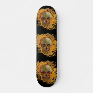 Vintage Skull-Malerei von Van Gogh Skateboard
