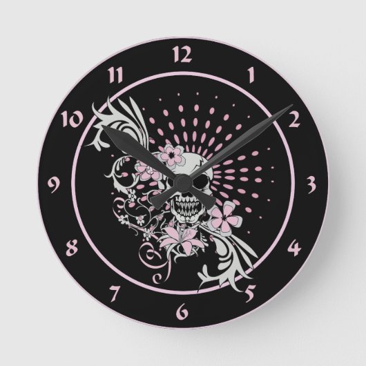 Vintage Skull Runde Wanduhr (Vorderseite)