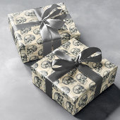 Vintage Skulpturen Halloween Goth Pattern Geschenkpapier