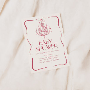 Vintage skurril rosa Babyparty-Einladung Einladung