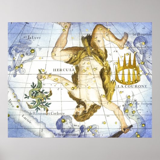 Vintage Sky Map Constellation of Hercules Poster (Vorne)
