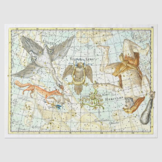 Vintage Sky Map Constellation of Hercules Seidenpapier (Vorderseite)