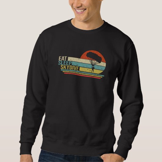 Vintage Skydiving Eat Sleep Skydive Parachute Skyd Sweatshirt (Vorderseite)