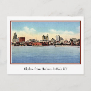 Vintage Skyline ab Hafen, Buffalo NY Postkarte