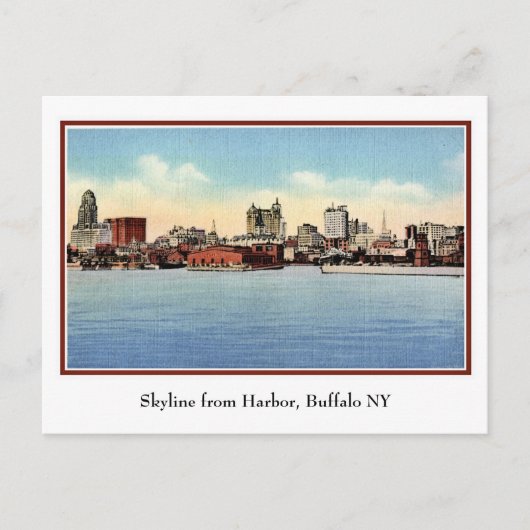 Vintage Skyline ab Hafen, Buffalo NY Postkarte (Vorderseite)