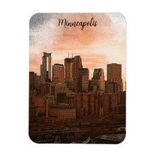 Vintage Skyline Minneapolis Minnesota  Magnet