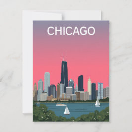 Vintage Skyline-Reise nach Chicago Postkarte