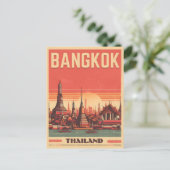 Vintage Skyline von Bangkok Thailand Reisegeschenk Postkarte (Stehend Vorderseite)