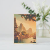 Vintage Skyline von Bangkok Thailand Reisegeschenk Postkarte (Stehend Vorderseite)