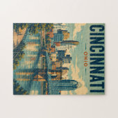 Vintage Skyline von Cincinnati Ohio Puzzle (Horizontal)
