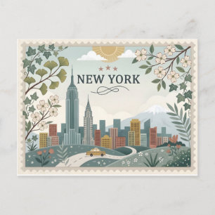 Vintage-Skyline von New York City Feiertagspostkarte