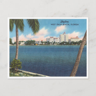 Vintage-Skyline von West Palm Beach, Florida Postkarte
