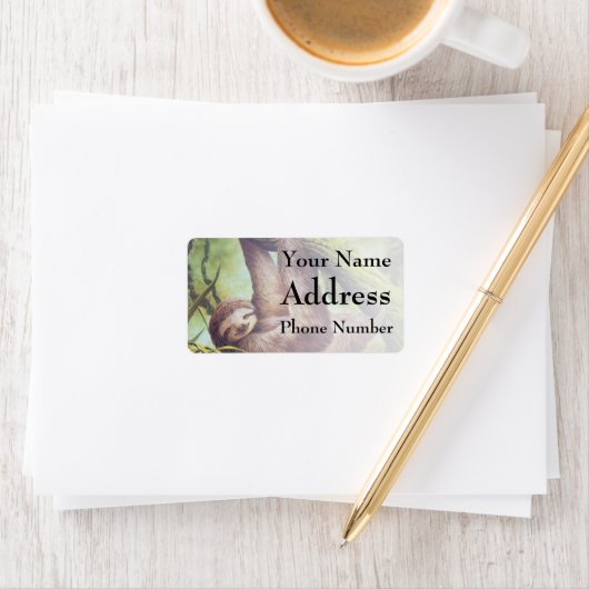 Vintage Sloth Illustration Adressaufkleber (Insitu)