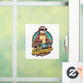 Vintage Sloth Summer Retro Beach Vibes Design 2 Fensteraufkleber (Zuhause)