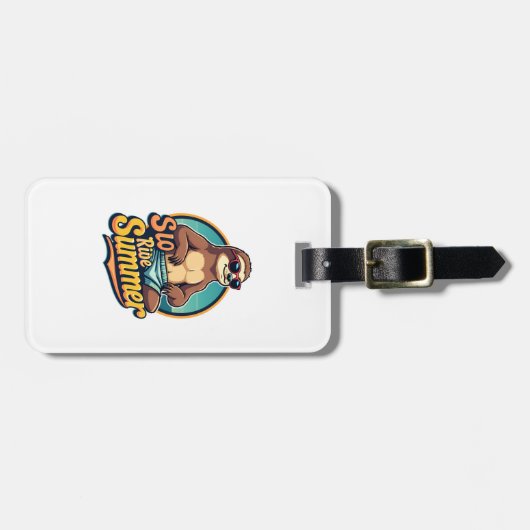 Vintage Sloth Summer Retro Beach Vibes Design 2 Gepäckanhänger (Vorderseite horizontal)