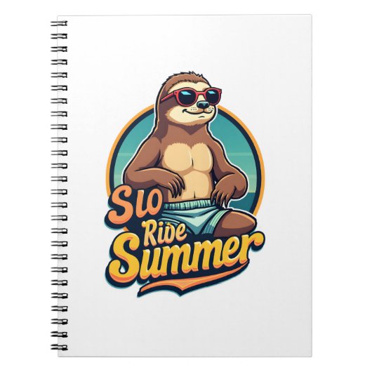 Vintage Sloth Summer Retro Beach Vibes Design 2 Notizblock (Vorderseite)