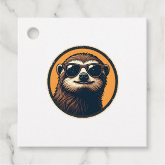 Vintage Sloth Sunglasses Retro Badge Art 2 Geschenkanhänger