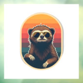 Vintage Sloth Sunglasses Retro Sunset Vector Art 2 Fensteraufkleber (Blatt 3)