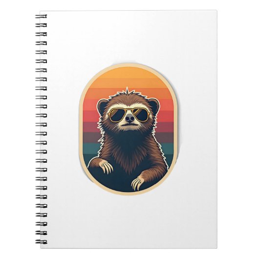 Vintage Sloth Sunglasses Retro Sunset Vector Art 2 Notizblock (Vorderseite)