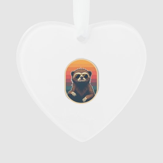 Vintage Sloth Sunglasses Retro Sunset Vector Art 2 Ornament (Vorderseite)