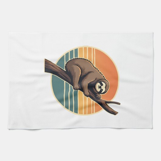 Vintage Sloth Sunset Vector Retro Hanging Art 2 Geschirrtuch (Horizontal)