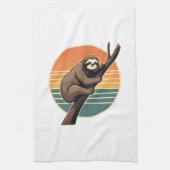 Vintage Sloth Sunset Vector Retro Hanging Art 2 Geschirrtuch (Vertikal)