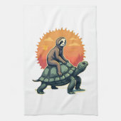 Vintage Sloth Turtle Retro Animal Ride Shirt 2 Geschirrtuch (Vertikal)
