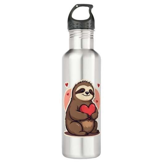 Vintage Sloth Valentine Cute Retro Love Design 2 Edelstahlflasche (Vorderseite)