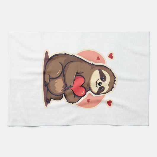 Vintage Sloth Valentine Cute Retro Love Design 2 Geschirrtuch (Horizontal)