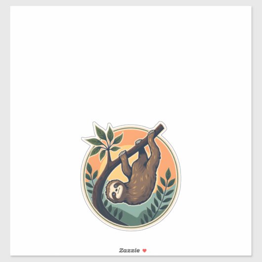 Vintage Sloth Vector Retro Wildlife Badge 2 Aufkleber (Blatt)