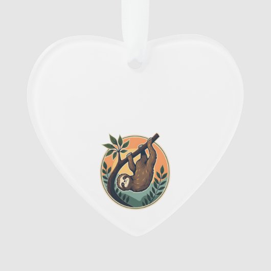 Vintage Sloth Vector Retro Wildlife Badge 2 Ornament (Vorderseite)
