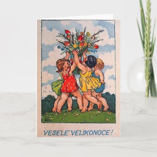 Vintage slowakische/Tschechen Ostern Karte (Vorderseite)