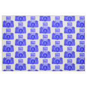 Vintage SLR Kamera - Blau auf Weiß Stoff (Fat Quarter (45,7 x 55,9 cm))