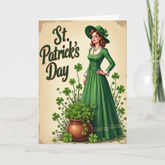 Vintage Smaragd St. Patricks Day Karte (Vorderseite)