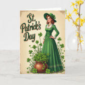 Vintage Smaragd St. Patricks Day Karte (Gelbe Blume)