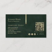 Vintage Smaragdgrün & goldgelb Details Visitenkarte (Rückseite)