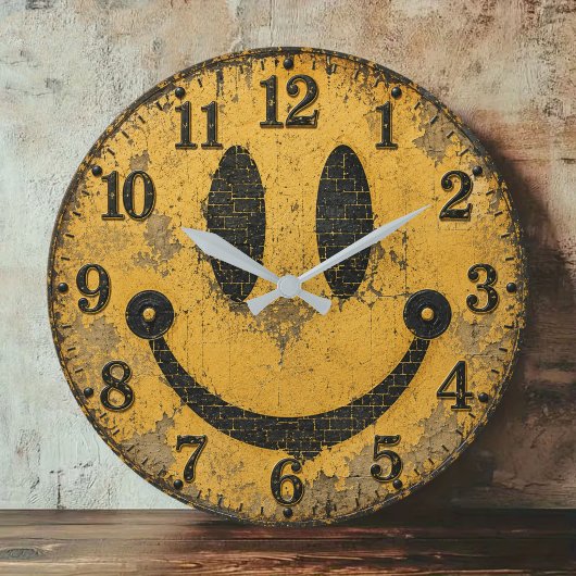 Vintage Smiley Face Große Wanduhr