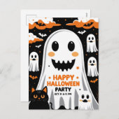 Vintage Smiling Ghost Halloween party Feiertagspostkarte (Vorne/Hinten)