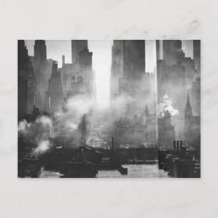 Vintage Smokey Gritty NYC Black and White Skyline Postkarte