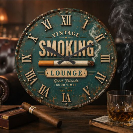 Vintage Smoking Lounge Große Wanduhr