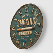 Vintage Smoking Lounge Große Wanduhr (Winkel)
