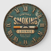 Vintage Smoking Lounge Große Wanduhr (Vorderseite)