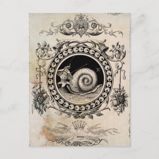 Vintage Snail Fairy Collage Art Postkarte (Vorderseite)