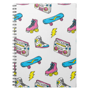Vintage Sneakers Radio Skateboard Thema Notizblock