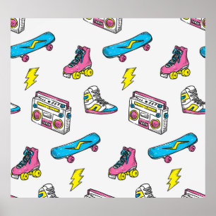 Vintage Sneakers Radio Skateboard Thema Poster