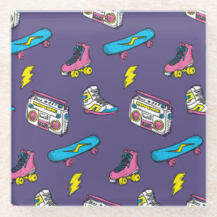 Vintage Sneakers Skateboard Retro Thema Glasuntersetzer