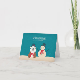 Vintage SNORT Bulldoggen-Weihnachtskarte Feiertagskarte