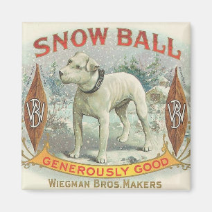 Vintage Snow Ball Hund Magnet